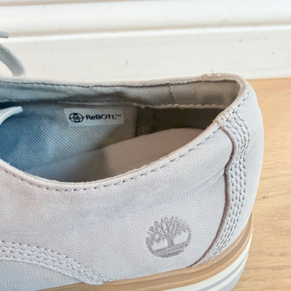 Timberland Gray Leather Oxford Lug Sole Shoes Women’s Size 8.5 Lace Up - Picture 6 of 8